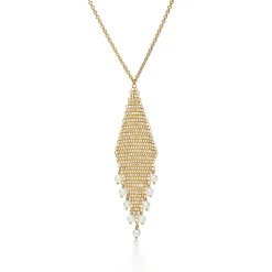 Tiffany & Co. Elsa Peretti® Mesh fringe pendant in 18k gold with freshwater pearls. | ^ Necklaces & Pendants|Gold Jewelry