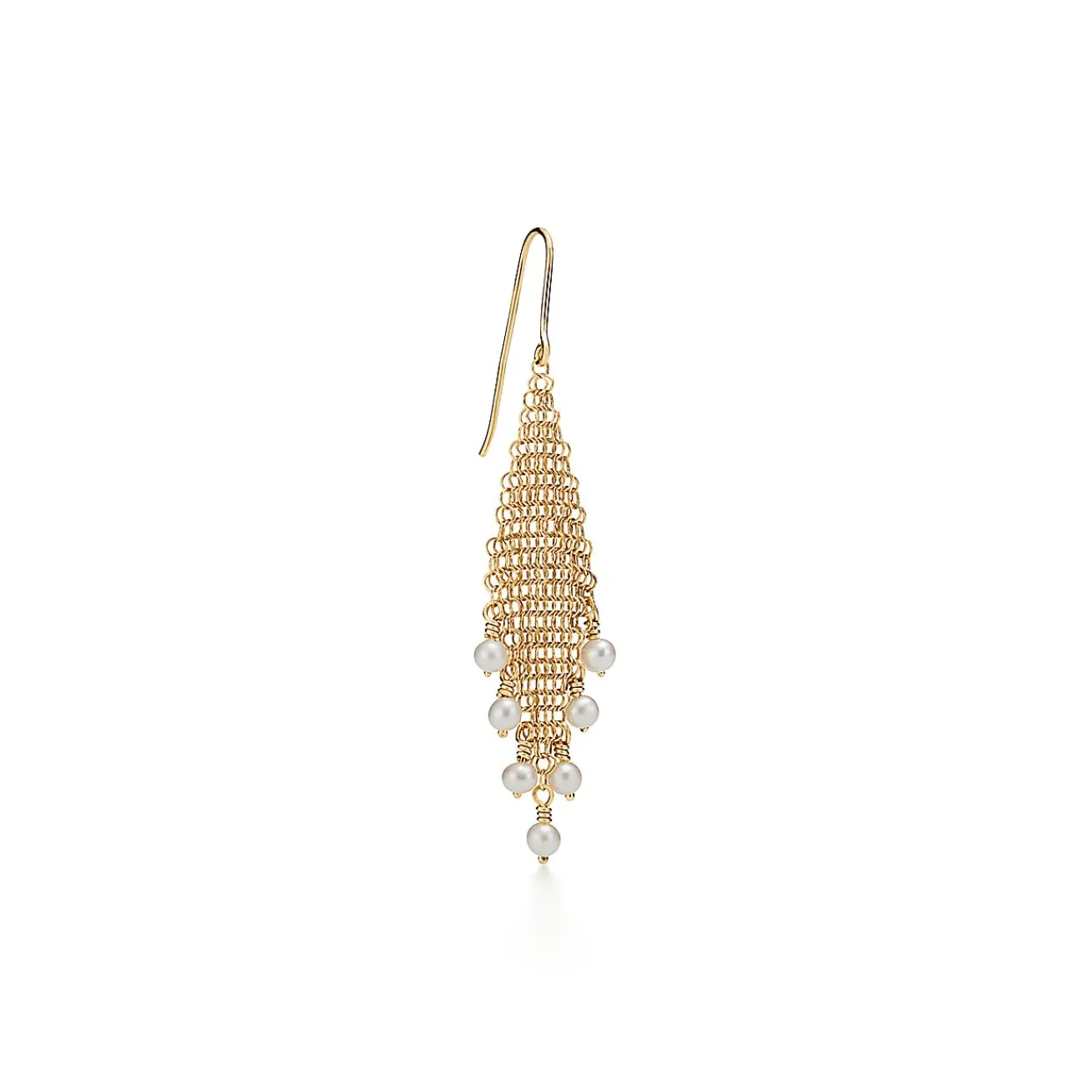 Tiffany & Co. Elsa Peretti® Mesh fringe earrings in 18k gold with freshwater pearls. | ^ Earrings|Gold Jewelry
