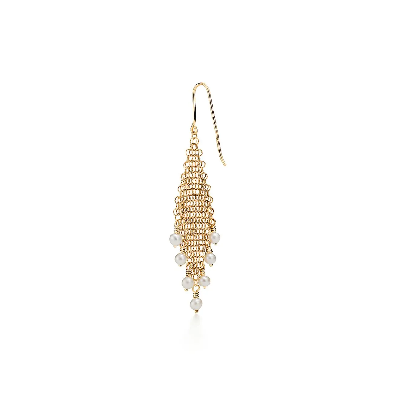 Tiffany & Co. Elsa Peretti® Mesh fringe earrings in 18k gold with freshwater pearls. | ^ Earrings|Gold Jewelry