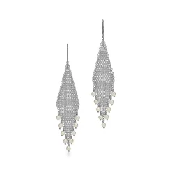 Tiffany & Co. Elsa Peretti® Mesh fringe earrings in sterling silver with freshwater pearls. | ^ Earrings|Sterling Silver Jewelry