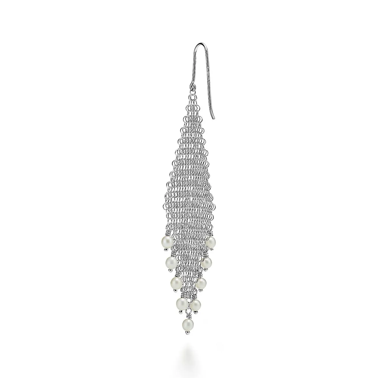 Tiffany & Co. Elsa Peretti® Mesh fringe earrings in sterling silver with freshwater pearls. | ^ Earrings|Sterling Silver Jewelry