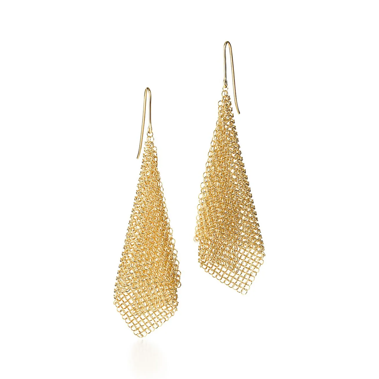 Tiffany & Co. Elsa Peretti® Mesh scarf earrings in 18k gold, small. | ^ Earrings|Gold Jewelry