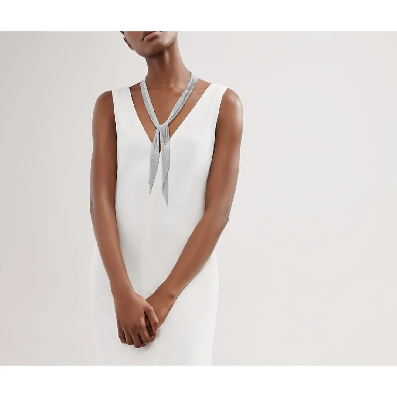 Tiffany & Co. Elsa Peretti® Mesh scarf necklace in sterling silver, small. | ^ Necklaces & Pendants|Bold Silver Jewelry