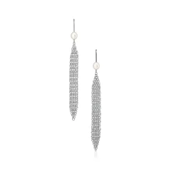 Tiffany & Co. Elsa Peretti® Mesh tassel earrings in sterling silver with freshwater pearls. | ^ Earrings|Bold Silver Jewelry