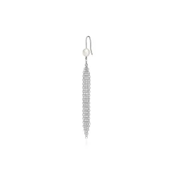Tiffany & Co. Elsa Peretti® Mesh tassel earrings in sterling silver with freshwater pearls. | ^ Earrings|Bold Silver Jewelry