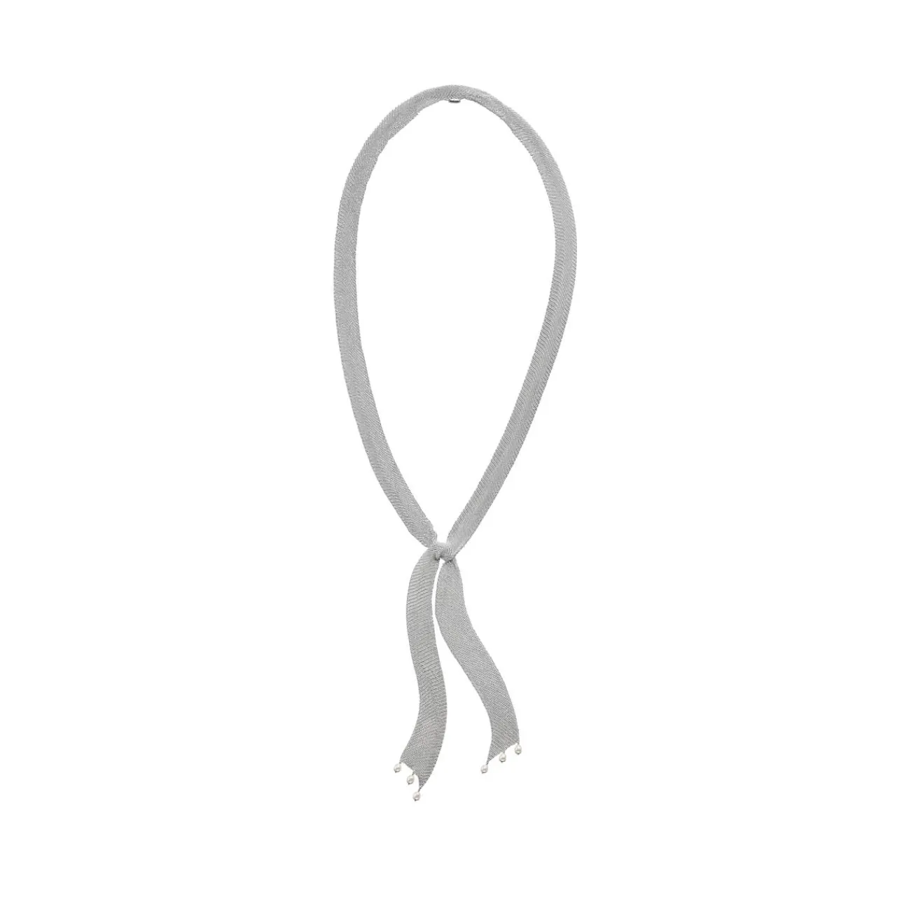Tiffany & Co. Elsa Peretti® Mesh tie necklace in sterling silver with freshwater pearls. | ^ Necklaces & Pendants|Sterling Silver Jewelry
