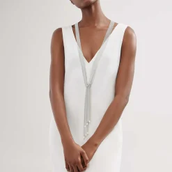 Tiffany & Co. Elsa Peretti® Mesh tie necklace in sterling silver with freshwater pearls. | ^ Necklaces & Pendants|Sterling Silver Jewelry