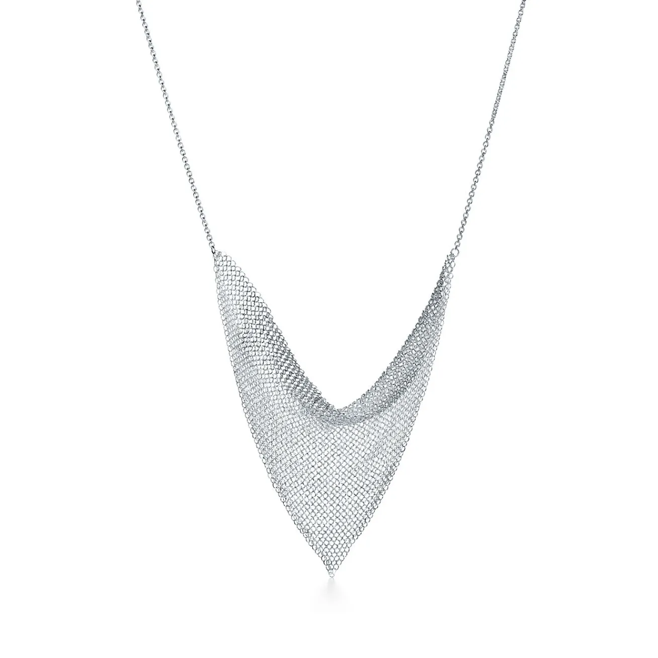Tiffany & Co. Elsa Peretti® Mesh triangle necklace in sterling silver. | ^ Necklaces & Pendants|Sterling Silver Jewelry