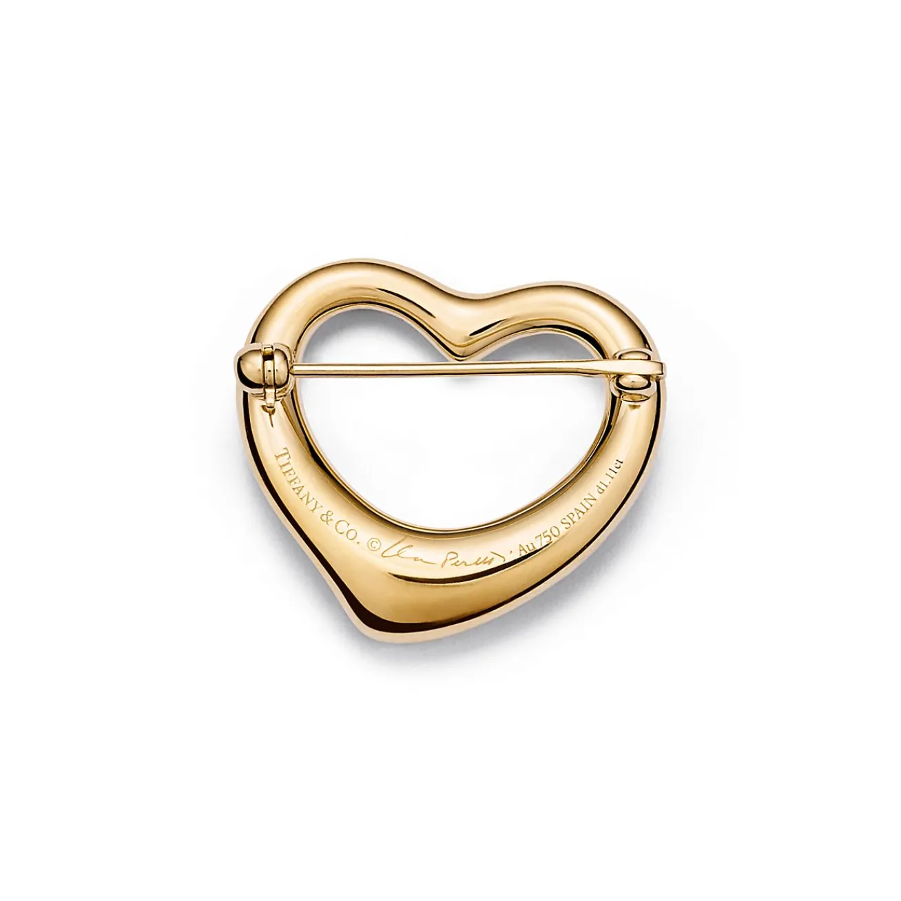 Tiffany & Co. Elsa Peretti® Open Heart Brooch in Yellow Gold with Pavé Diamonds | ^ Brooches|Gold Jewelry