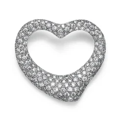 Tiffany & Co. Elsa Peretti® Open Heart Brooch in Platinum with Pavé Diamonds | ^ Brooches|Platinum Jewelry