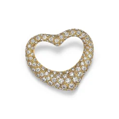 Tiffany & Co. Elsa Peretti® Open Heart Brooch in Yellow Gold with Pavé Diamonds | ^ Brooches|Gold Jewelry
