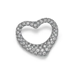 Tiffany & Co. Elsa Peretti® Open Heart Brooch in Platinum with Pavé Diamonds | ^ Brooches|Platinum Jewelry