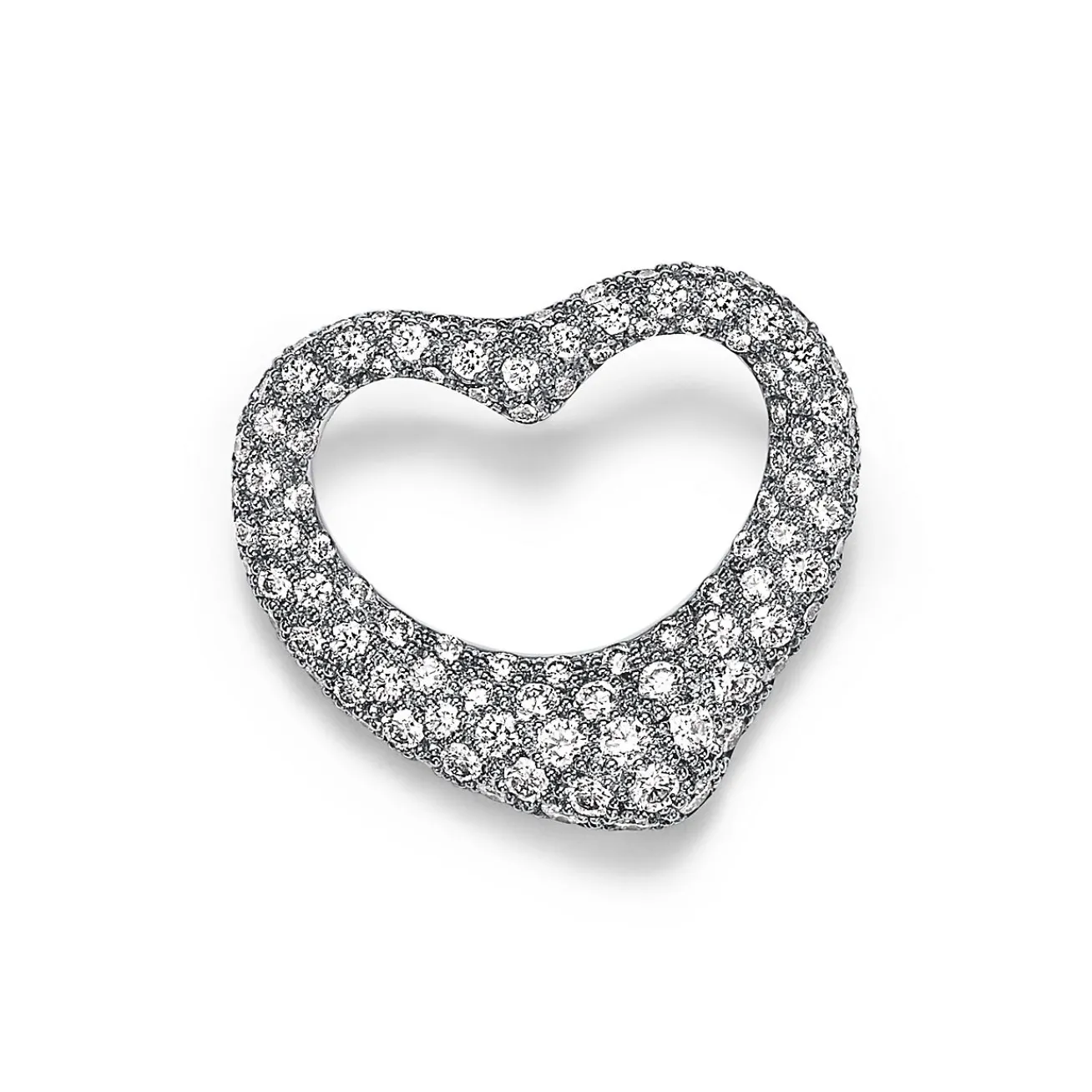 Tiffany & Co. Elsa Peretti® Open Heart Brooch in Platinum with Pavé Diamonds | ^ Brooches|Platinum Jewelry
