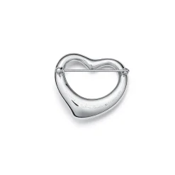 Tiffany & Co. Elsa Peretti® Open Heart Brooch in Platinum with Pavé Diamonds | ^ Brooches|Platinum Jewelry