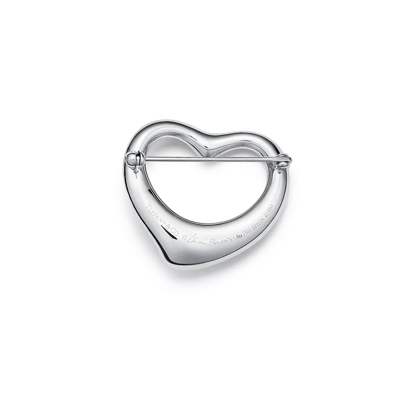 Tiffany & Co. Elsa Peretti® Open Heart Brooch in Platinum with Pavé Diamonds | ^ Brooches|Platinum Jewelry