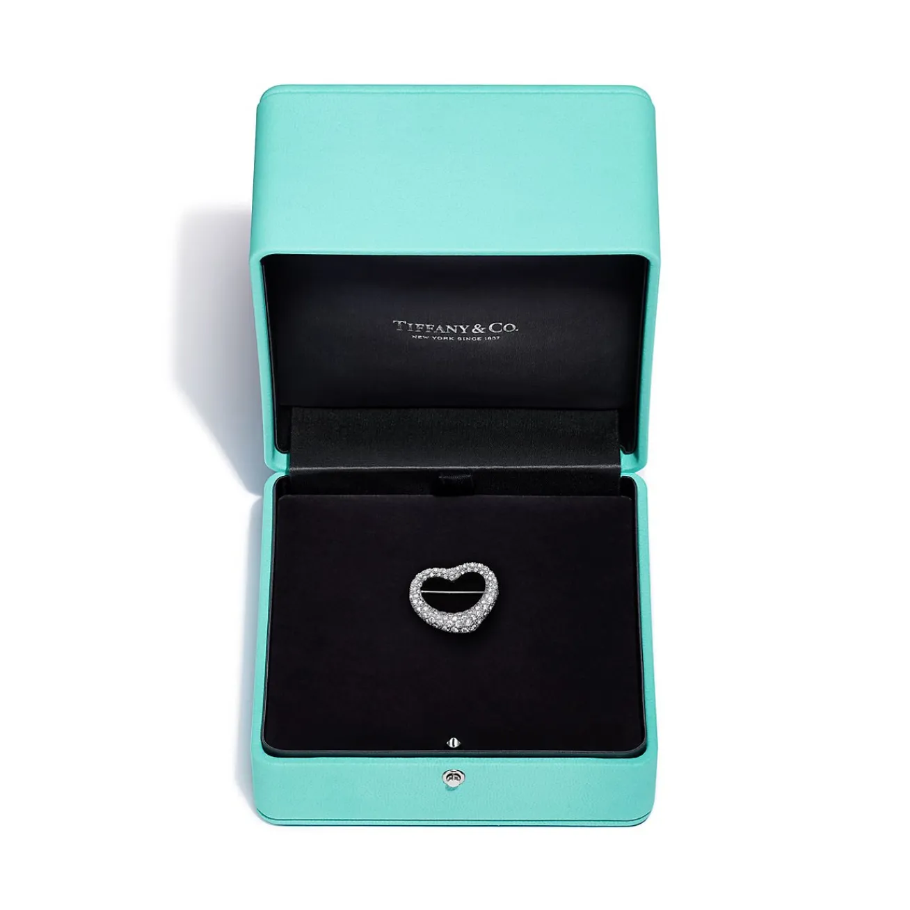 Tiffany & Co. Elsa Peretti® Open Heart Brooch in Platinum with Pavé Diamonds | ^ Brooches|Platinum Jewelry