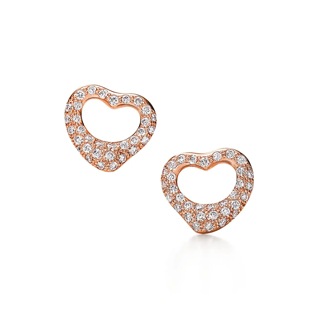 Tiffany & Co. Elsa Peretti® Open Heart earrings in 18k rose gold with diamonds. | ^ Earrings|Rose Gold Jewelry