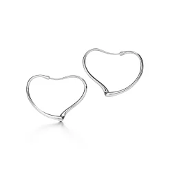 Tiffany & Co. Elsa Peretti® Open Heart hoop earrings in sterling silver. More sizes available. | ^ Earrings|Bold Silver Jewelry