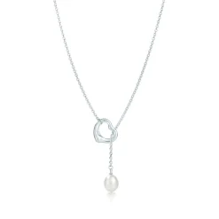 Tiffany & Co. Elsa Peretti® Open Heart Lariat Necklace in Silver with Pearls, 9-9.5 mm | ^ Necklaces & Pendants|Gifts for Her