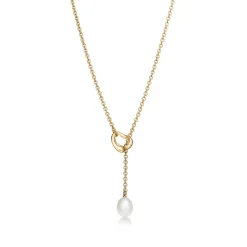 Tiffany & Co. Elsa Peretti® Open Heart Lariat Necklace in Yellow Gold with Pearls, 7.5-8 mm | ^ Necklaces & Pendants|Gold Jewelry