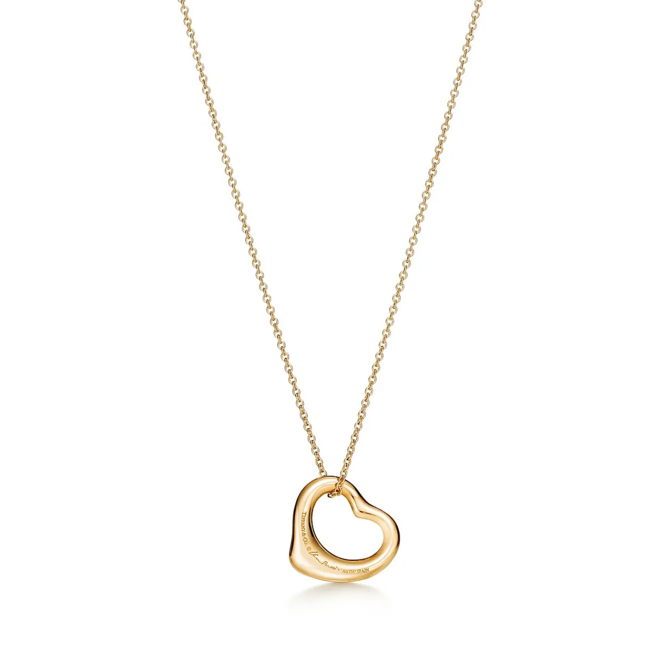 Tiffany & Co. Elsa Peretti® Open Heart pendant in 18k gold with diamonds. | ^ Necklaces & Pendants|Gold Jewelry