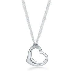 Tiffany & Co. Elsa Peretti® Open Heart pendant in sterling silver on a 30" mesh chain. | ^ Necklaces & Pendants|Bold Silver Jewelry