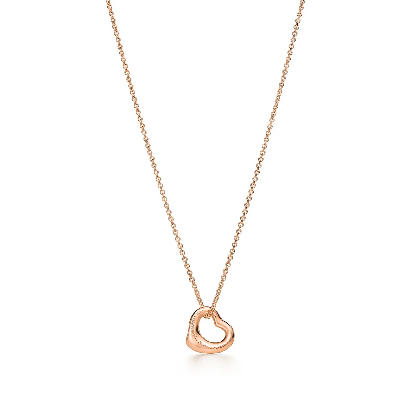 Tiffany & Co. Elsa Peretti® Open Heart Pendant in Rose Gold with Diamonds | ^ Necklaces & Pendants|New Jewelry