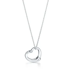Tiffany & Co. Elsa Peretti® Open Heart pendant in silver with a diamond. More sizes available. | ^ Necklaces & Pendants|Sterling Silver Jewelry
