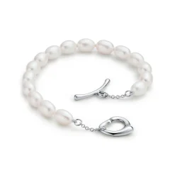 Tiffany & Co. Elsa Peretti® Open Heart pearl bracelet in sterling silver, medium. | ^ Bracelets|Sterling Silver Jewelry