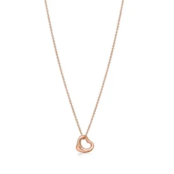 Tiffany & Co. Elsa Peretti® Open Heart pendant in 18k rose gold with diamonds, 11 mm wide. | ^ Necklaces & Pendants|Rose Gold Jewelry
