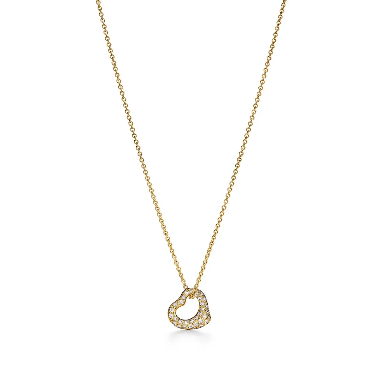Tiffany & Co. Elsa Peretti® Open Heart Pendant in Yellow Gold with Diamonds | ^ Necklaces & Pendants|Gifts for Her