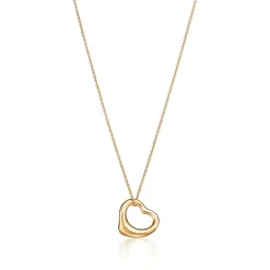 Tiffany & Co. Elsa Peretti® Open Heart Pendant in Yellow Gold with Rubies, 16 mm | ^ Necklaces & Pendants|Gold Jewelry