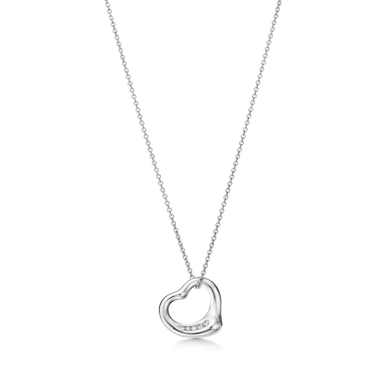 Tiffany & Co. Elsa Peretti® Open Heart pendant in sterling silver with diamonds. | ^ Necklaces & Pendants|Gifts for Her
