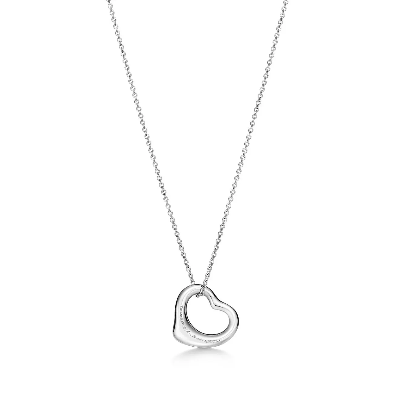 Tiffany & Co. Elsa Peretti® Open Heart pendant in sterling silver with diamonds. | ^ Necklaces & Pendants|Gifts for Her
