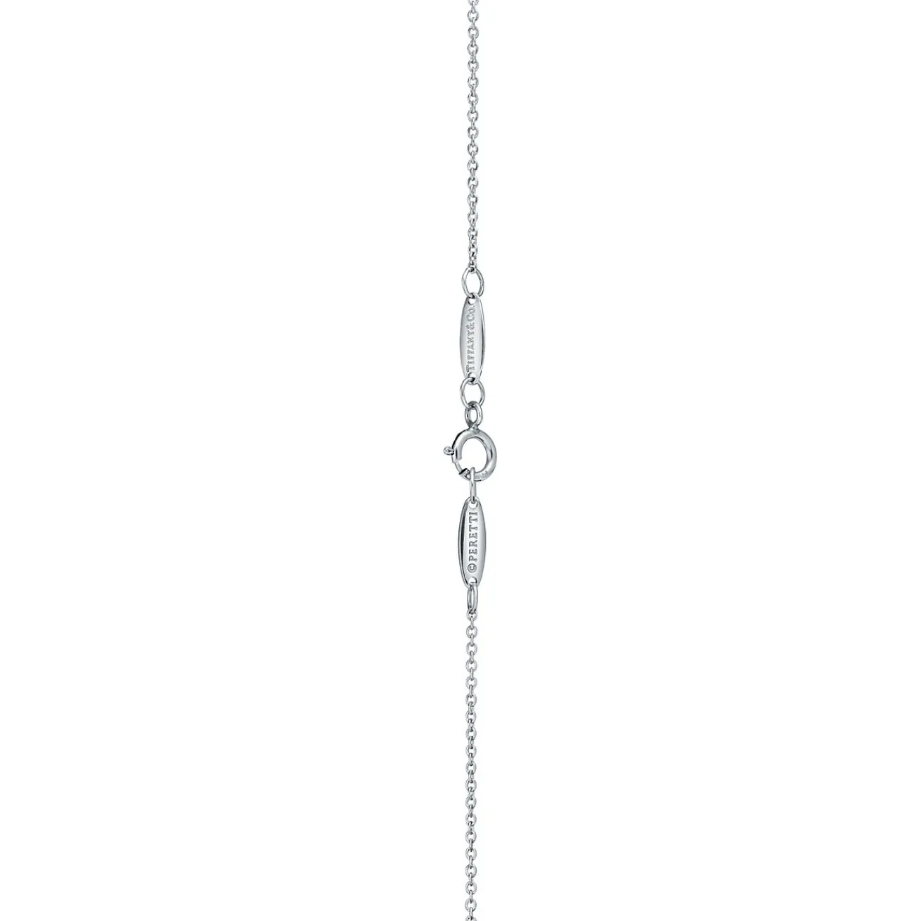 Tiffany & Co. Elsa Peretti® Open Heart pendant in platinum with diamonds, 11 mm wide. | ^ Necklaces & Pendants|Platinum Jewelry