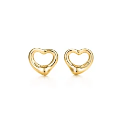 Tiffany & Co. Elsa Peretti® Open Heart Stud Earrings in Yellow Gold, 11 mm | ^ Earrings