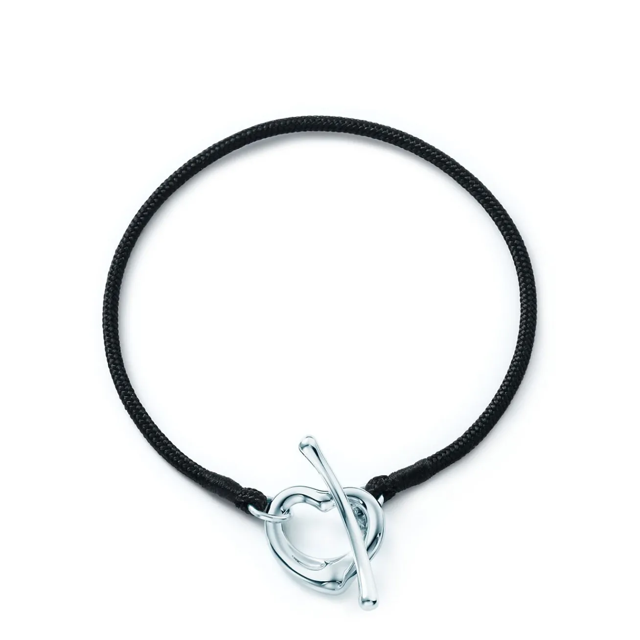 Tiffany & Co. Elsa Peretti® Open Heart silk bracelet with sterling silver, medium. | ^ Bracelets|Sterling Silver Jewelry