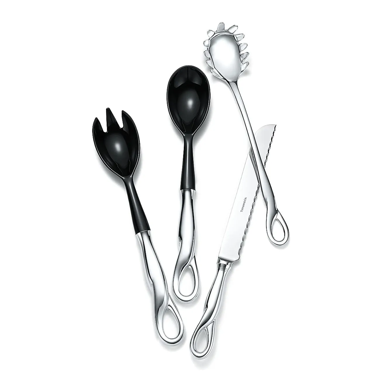 Tiffany & Co. Elsa Peretti® Padova™ salad serving fork in sterling silver and resin. | ^ Tableware|Flatware & Trays