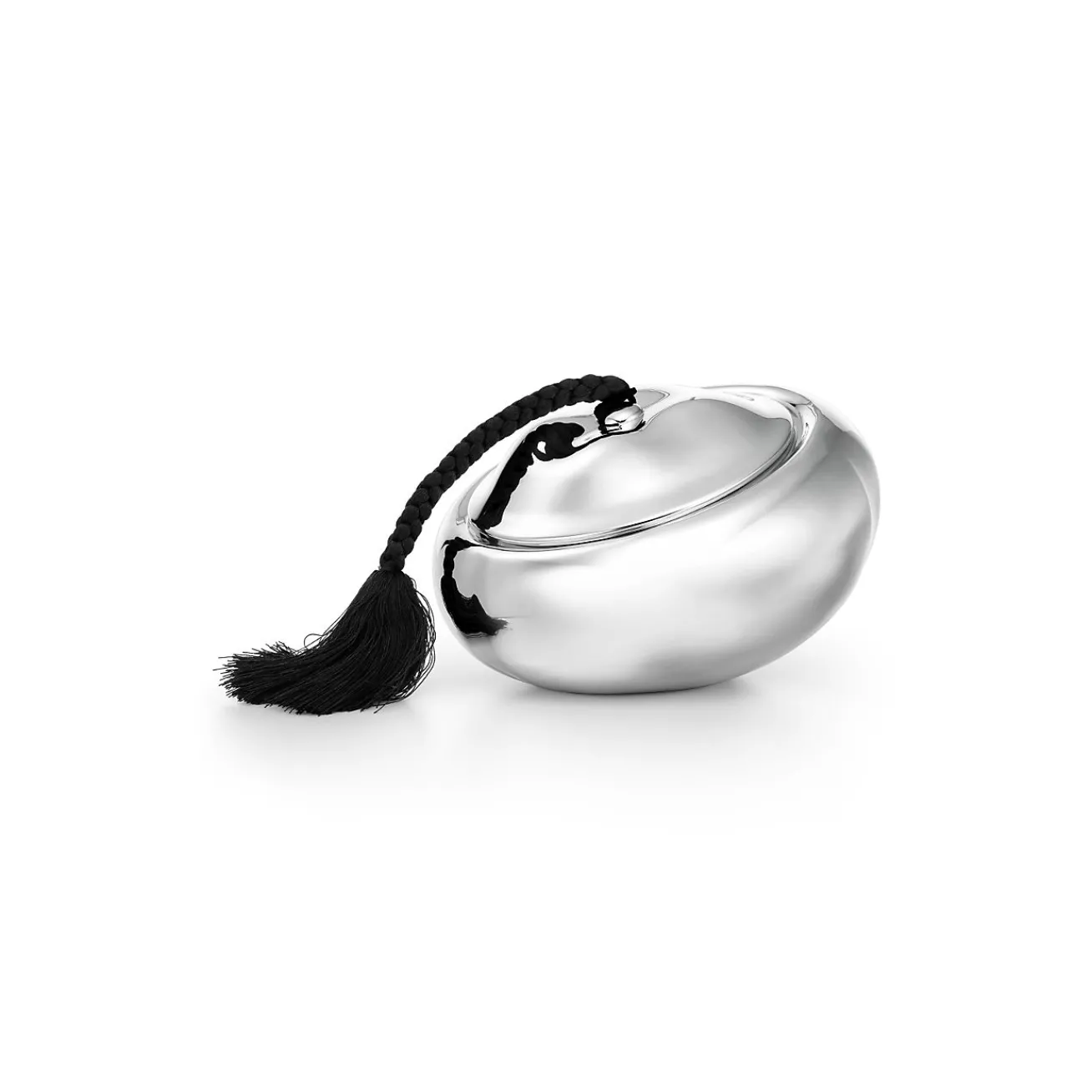 Tiffany & Co. Elsa Peretti® Pumpkin box in sterling silver with a black silk tassel, large. | ^ Elsa Peretti®|Decor