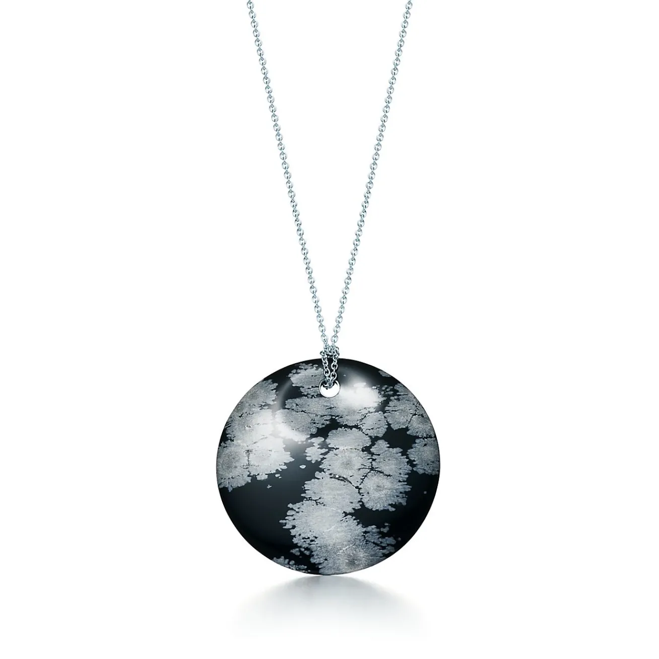 Tiffany & Co. Elsa Peretti® Round pendant of snowflake obsidian and sterling silver. | ^ Necklaces & Pendants|Sterling Silver Jewelry