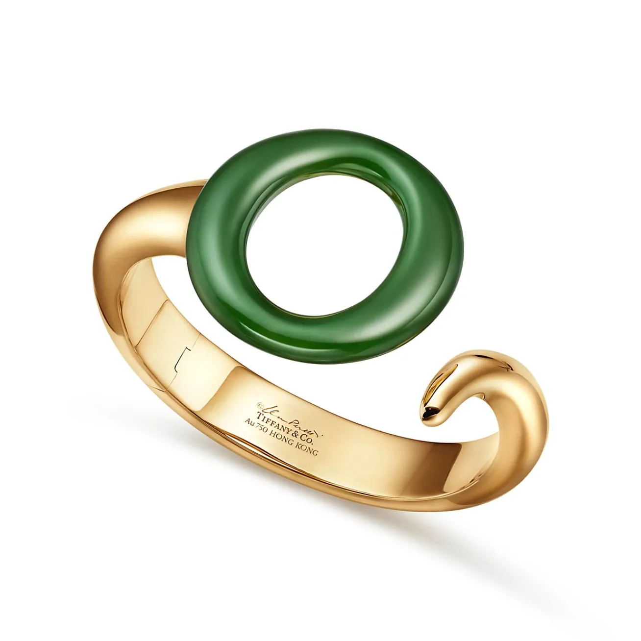 Tiffany & Co. Elsa Peretti® Sevillana™ cuff in 18k gold with green jade. | ^ Bracelets|Gold Jewelry