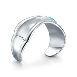 Tiffany & Co. Elsa Peretti® small Bone cuff in sterling silver with turquoise, 43 mm wide. | ^ Bracelets|Colored Gemstone Jewelry