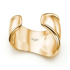 Tiffany & Co. Elsa Peretti® Small Bone Cuff in Yellow Gold with Tiger's Eye, 43 mm Wide | ^ Bracelets|Gold Jewelry