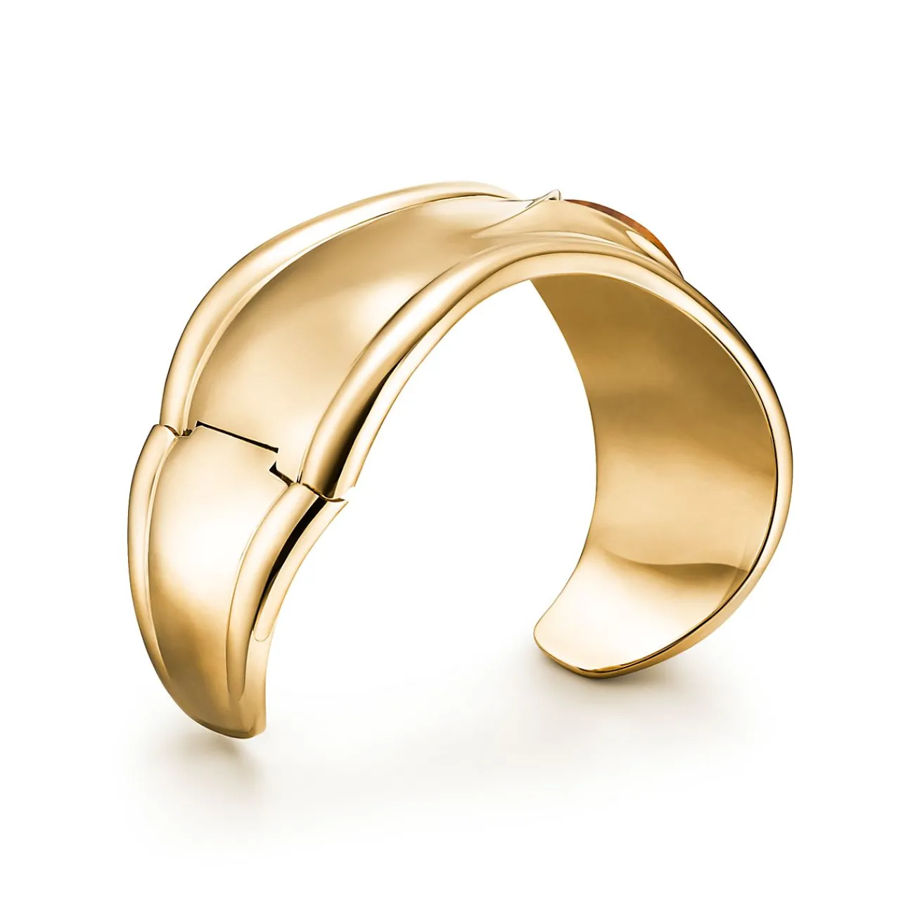 Tiffany & Co. Elsa Peretti® Small Bone Cuff in Yellow Gold with Tiger's Eye, 43 mm Wide | ^ Bracelets|Gold Jewelry