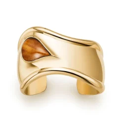 Tiffany & Co. Elsa Peretti® Small Bone Cuff in Yellow Gold with Tiger's Eye, 43 mm Wide | ^ Bracelets|Gold Jewelry