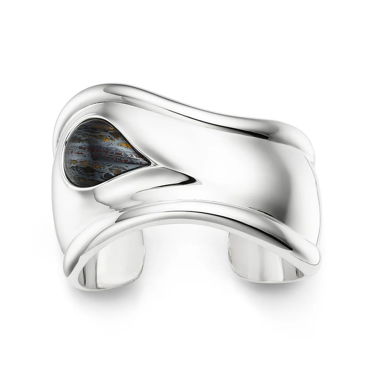 Tiffany & Co. Elsa Peretti® Small Bone Cuff in Silver with Tiger Iron, 43 mm Wide | ^ Bracelets|Sterling Silver Jewelry