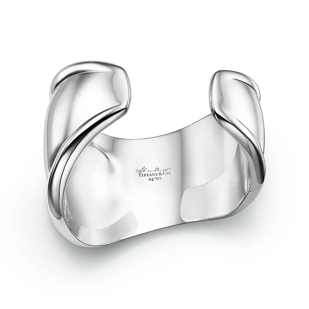 Tiffany & Co. Elsa Peretti® Small Bone Cuff in Silver with Tiger Iron, 43 mm Wide | ^ Bracelets|Sterling Silver Jewelry