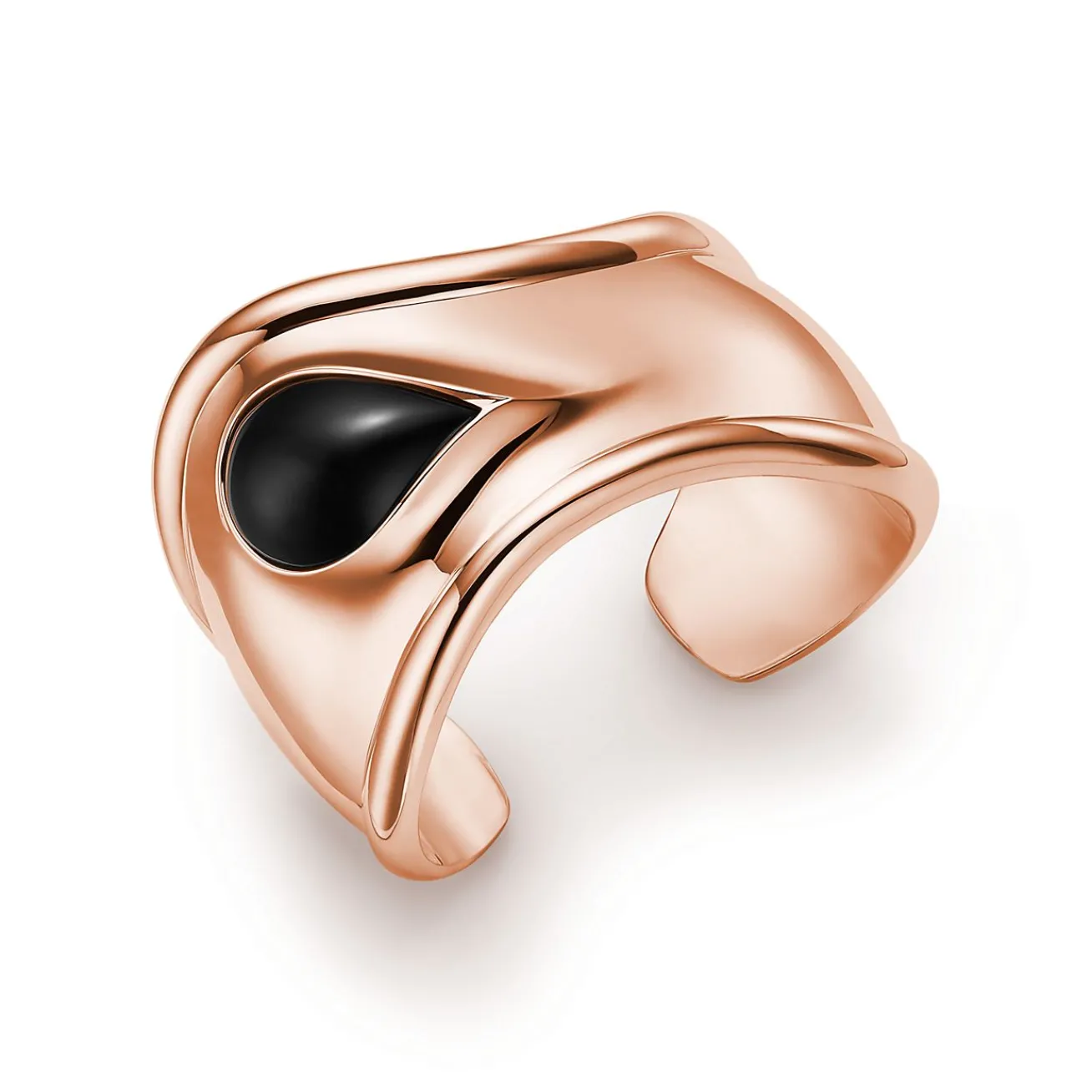 Tiffany & Co. Elsa Peretti® Small Bone Cuff in Rose Gold with Black Jade, 43 mm Wide | ^ Bracelets|Rose Gold Jewelry