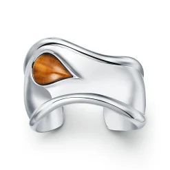 Tiffany & Co. Elsa Peretti® small Bone cuff in sterling silver with tiger's eye, 43 mm wide. | ^ Bracelets|Sterling Silver Jewelry