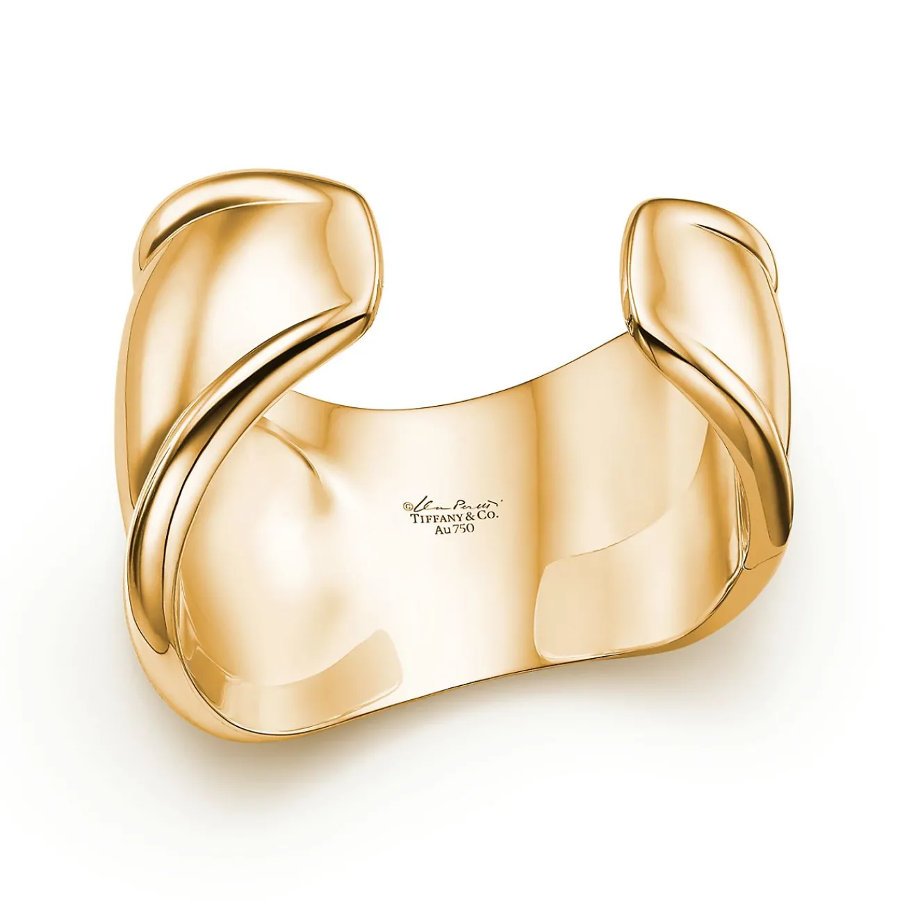 Tiffany & Co. Elsa Peretti® Small Bone Cuff in Yellow Gold with Turquoise, 43 mm Wide | ^ Bracelets|Gold Jewelry